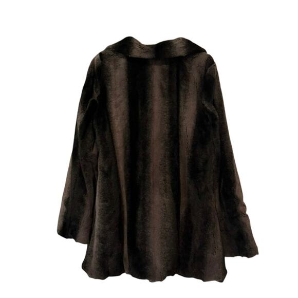 Dennis by Dennis Basso Reversible Faux Fur Hooded Coat Gray Black Large - Picture 5 of 11